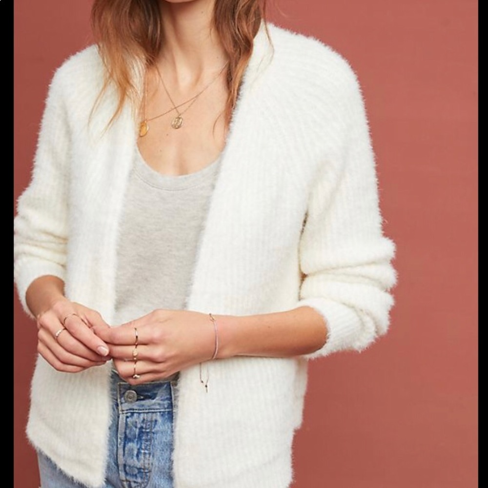 White anthropologie cardigan